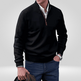 Pull Col Montant Zippé en Maille Fine