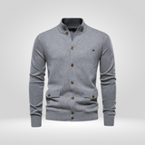 Cardigan Boutonné à Col Montant