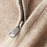 Pull Col Montant Zippé en Maille Fine