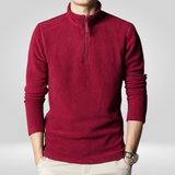 Pull Col Montant Zippé en Maille Unie