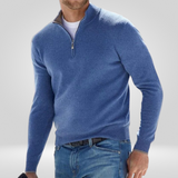 Pull Col Montant Zippé en Maille Fine