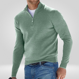 Pull Col Montant Zippé en Maille Fine