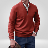 Pull Col Montant Zippé en Maille Fine