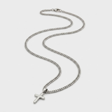 Collier homme chaîne fine acier inoxydable pendentif croix