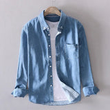 Chemise Homme en Denim à Col Mao