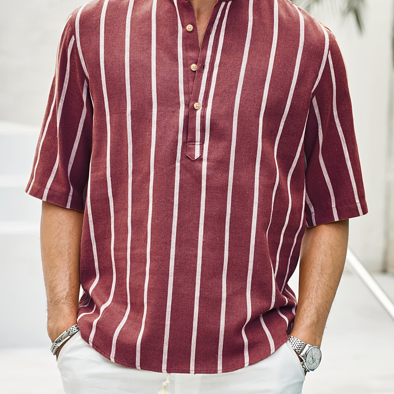 Chemise Rayée à Col Officier