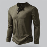 T-Shirt Homme Col Tunisien à Manches Longues