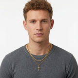 Collier homme chaîne fine acier inoxydable pendentif croix