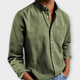 Chemise Homme en Lin avec Poche Poitrine