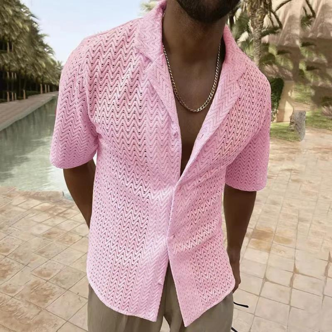 Chemise Ajourée à Col Revers