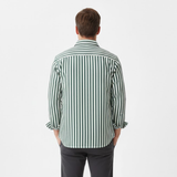 Chemise à rayures pour homme avec poches asymétriques et manches longues