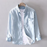 Chemise Homme en Denim à Col Mao