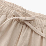 Pantalon Plissé à Taille Élastique et Cordon