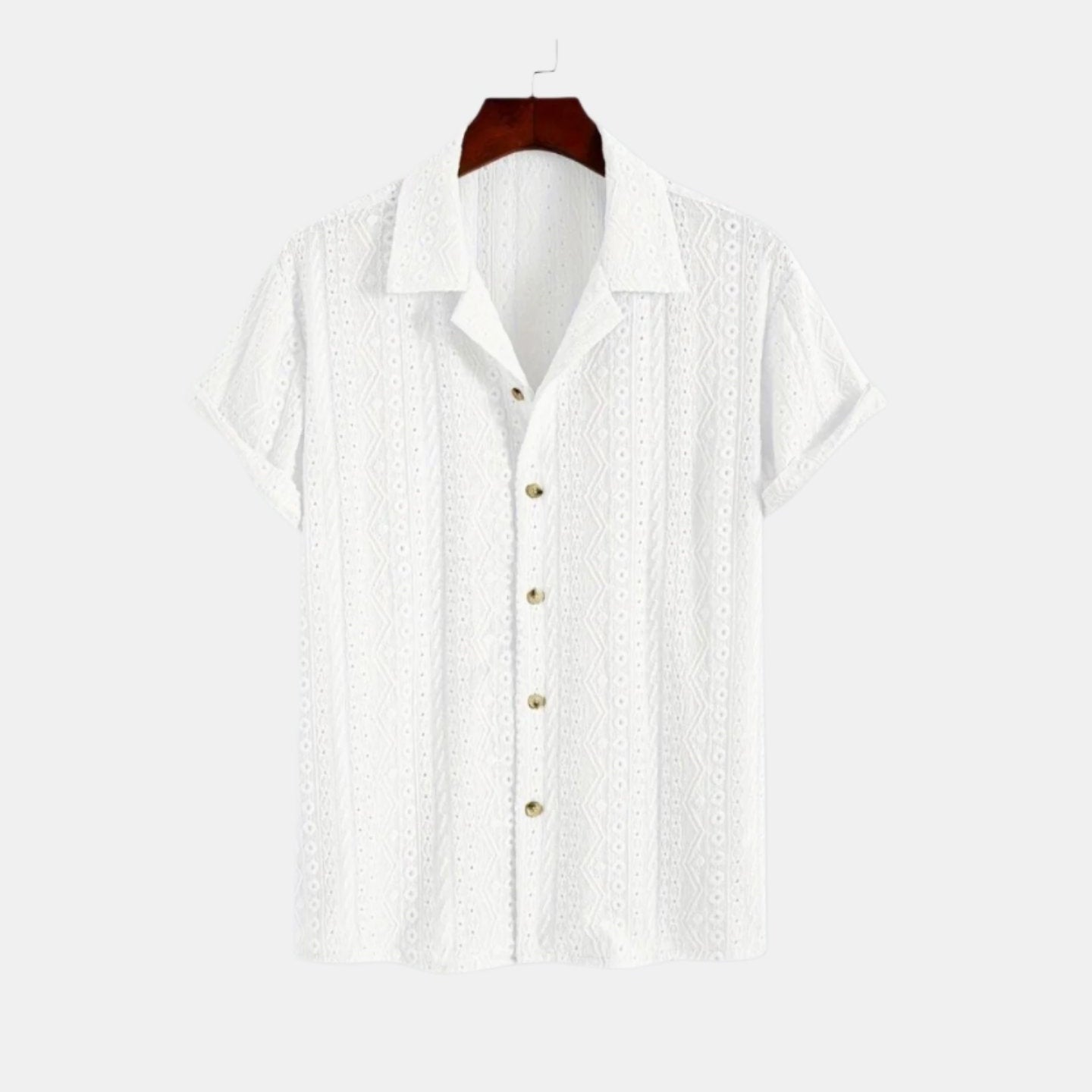 Chemise Ajourée à Col Revers