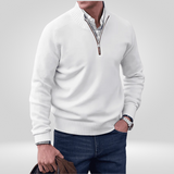 Pull Col Montant Zippé en Maille Fine