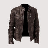 Veste Homme en Similicuir à Col Montant