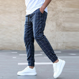 Pantalon à Carreaux Coupe Fuselée