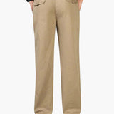 Pantalon Décontracté à Taille Élastique Coupe Droite