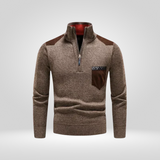 Pull Col Montant Zippé à Détails Contrastés