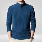 Pull Col Montant Zippé en Maille Unie