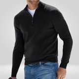 Pull Col Montant Zippé en Maille Fine