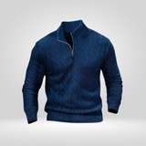 Pull Col Montant Zippé à Maille Côtelée