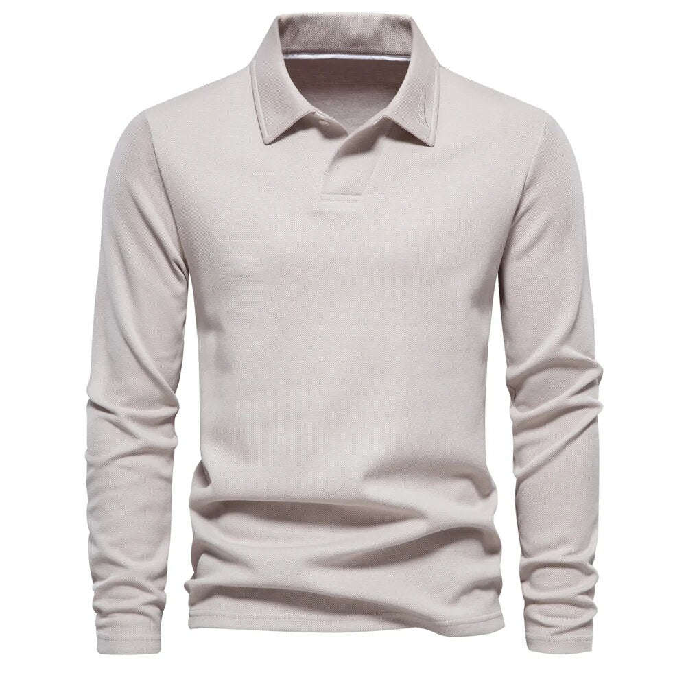 Polo Uni à Manches Longues