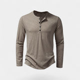 T-Shirt Homme Col Tunisien à Manches Longues