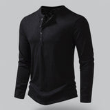 T-Shirt Homme Col Tunisien à Manches Longues