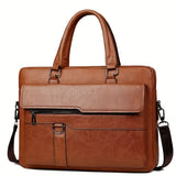 Serviette homme vintage en PU à bandoulière réglable