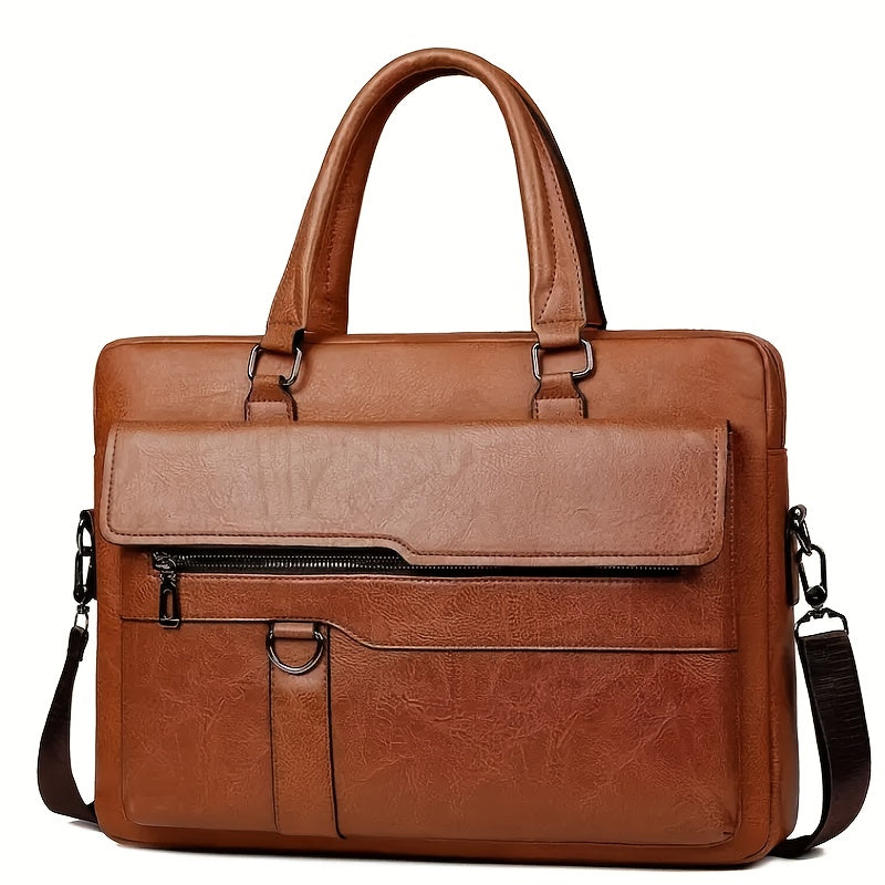 Serviette homme vintage en PU à bandoulière réglable