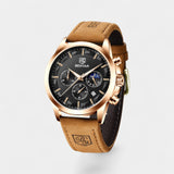 Montre pour Homme à Bracelet en Cuir – Quartz Multi-Fonctions 41 mm