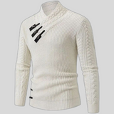 Pull Tricoté Asymétrique à Col Montant