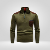 Pull Col Montant Zippé à Détails Contrastés