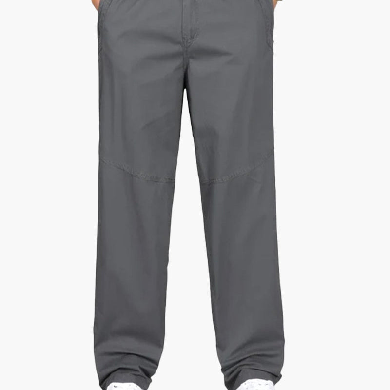 Pantalon Décontracté à Taille Élastique Coupe Droite