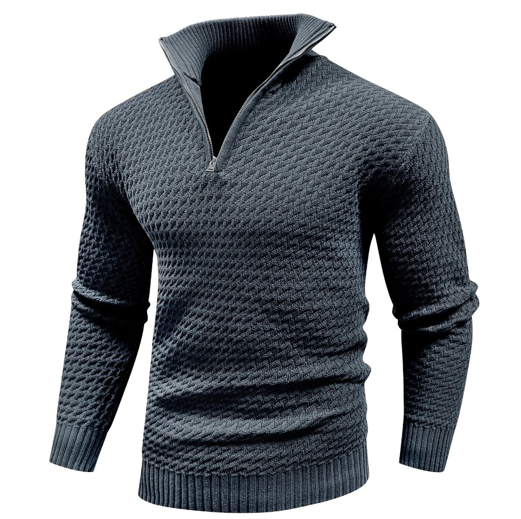 Pull Texturé à Col Montant Zippé
