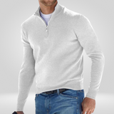 Pull Col Montant Zippé en Maille Fine