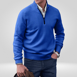 Pull Col Montant Zippé en Maille Fine