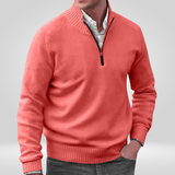 Pull Col Montant Zippé en Maille Fine
