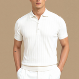 Polo Homme Texturé à Col Ouvert