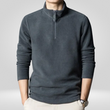 Pull Col Montant Zippé en Maille Unie