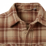 Chemise en velours côtelé à carreaux pour homme avec poches poitrine et boutons