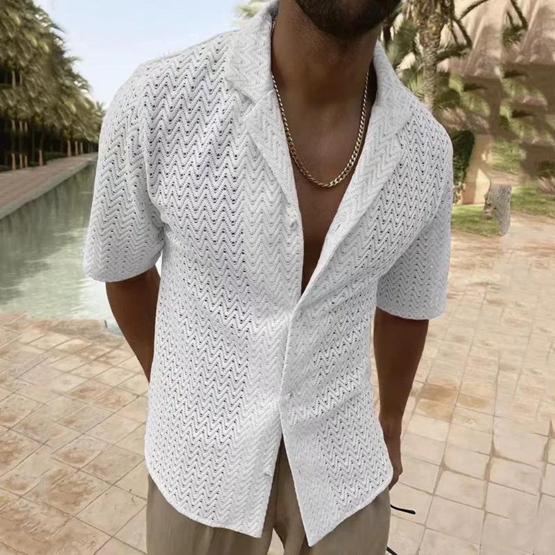 Chemise Ajourée à Col Revers