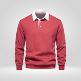 Polo Manches Longues à Col Contrasté