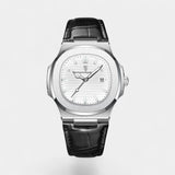 Montre pour Homme Bracelet Cuir Noir – Quartz Lumineuse et Étanche 40 mm