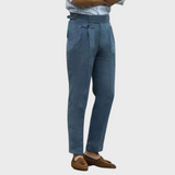 Pantalon Habillé en Lin Mélangé Coupe Fuselée