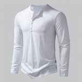 T-Shirt Homme Col Tunisien à Manches Longues