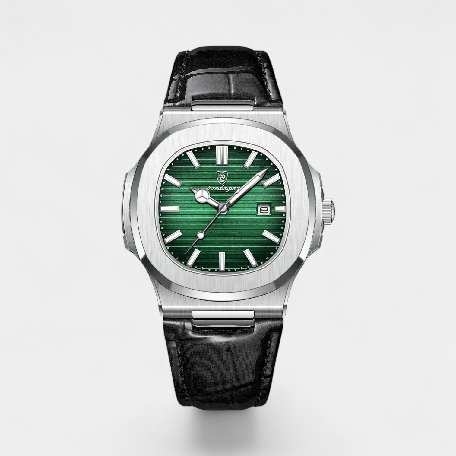 Montre pour Homme Bracelet Cuir Noir – Quartz Lumineuse et Étanche 40 mm