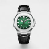 Montre pour Homme Bracelet Cuir Noir – Quartz Lumineuse et Étanche 40 mm