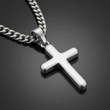 Collier homme chaîne fine acier inoxydable pendentif croix